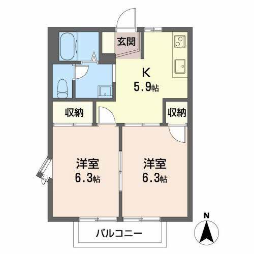 プラセオ一色 D棟(1LDK/1階)の間取り写真