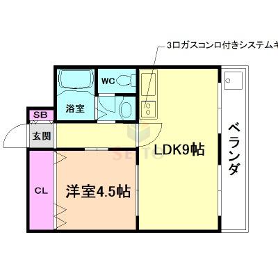 USJ COURT(1LDK/2階)の間取り写真