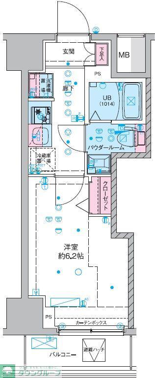 GENOVIA西千葉II(1K/12階)の間取り写真