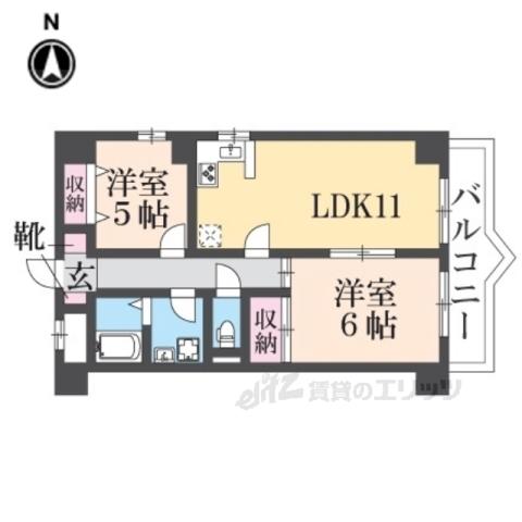 フィエスタヴィラ(2LDK/4階)の間取り写真