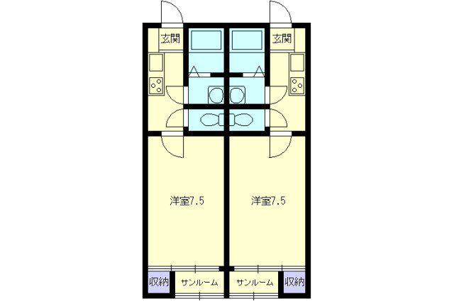 朗ハウス D(1K/1階)の間取り写真