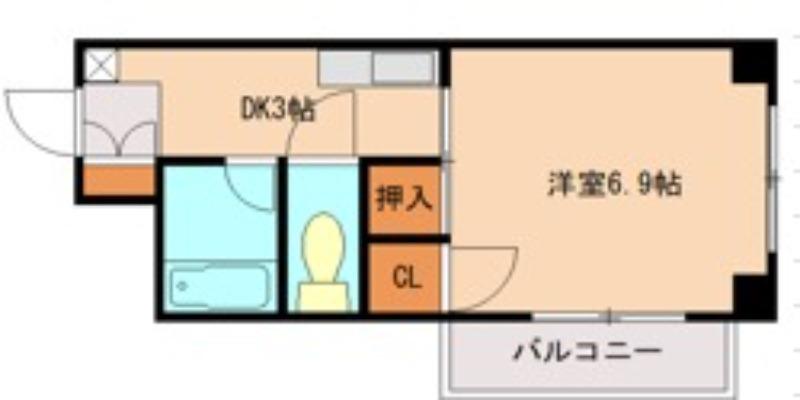 レトリック姪浜(1DK/4階)の間取り写真