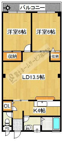 ステラ幾野(2LDK/1階)の間取り写真