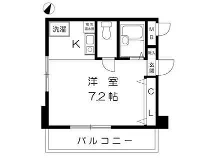 エルメゾン割塚(1K/4階)の間取り写真
