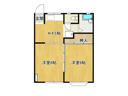 レディーヒル南光台(2K/1階)の間取り写真