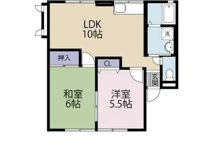 ウィンフォークB(2LDK/1階)の間取り写真