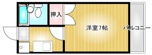 マンションハピネス(1K/2階)の間取り写真