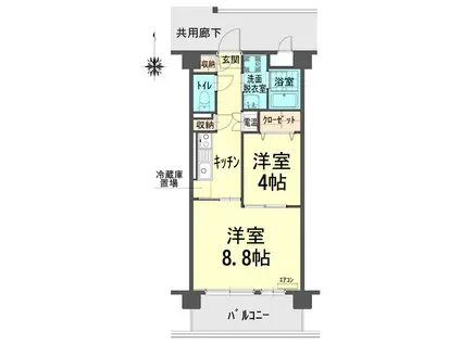 サンサイド山部II(2K/3階)の間取り写真