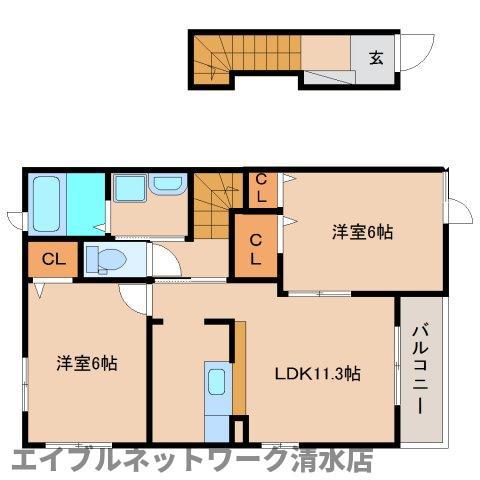 コンフォート(2LDK/2階)の間取り写真