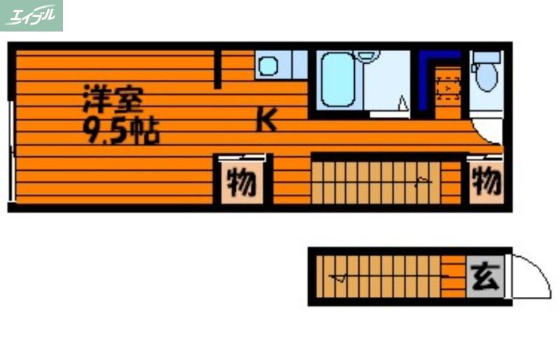 レアル南方II(1K/2階)の間取り写真