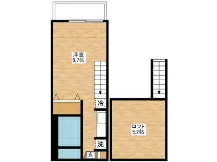 ウィステリア壱番館(1K/2階)の間取り写真