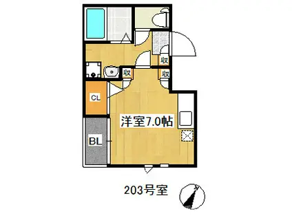 GRANDTICB井尻(ワンルーム/2階)の間取り写真