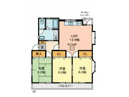 ジョイフル津島II号館(3LDK/2階)の間取り写真