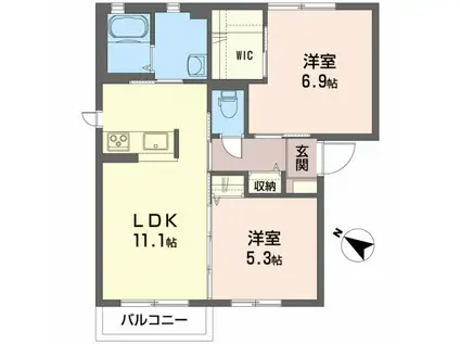 シャーメゾンクレールB(2LDK/1階)の間取り写真