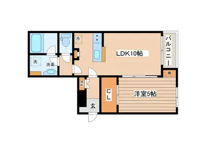 べレオ真栄広瀬町(1LDK/2階)の間取り写真