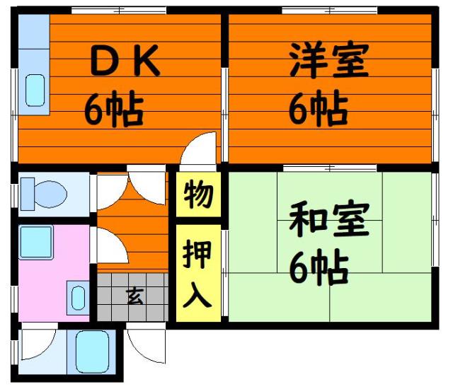 ヴィラ T(2DK/2階)の間取り写真