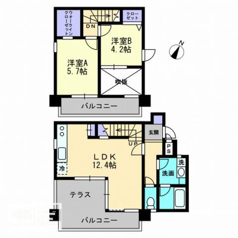 キュービックパレス(2LDK/2階)の間取り写真