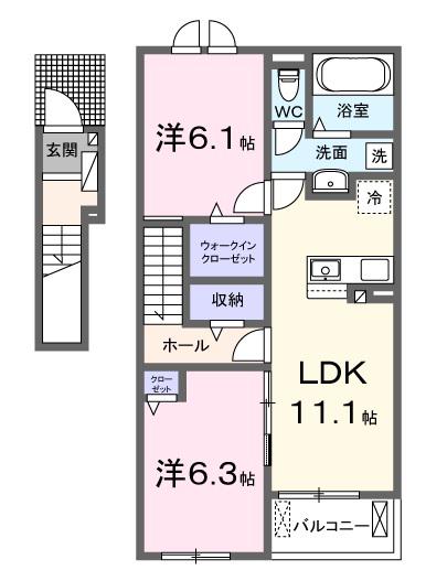 リ・ソレイユ(2LDK/2階)の間取り写真