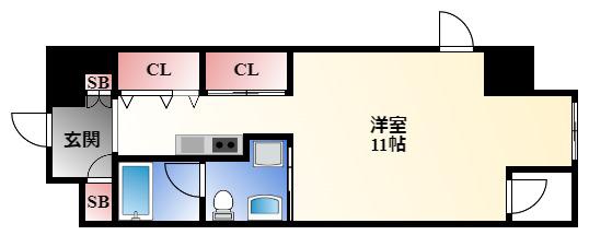 N.S.ZEAL泉(ワンルーム/6階)の間取り写真