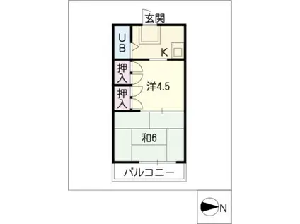 エコーハイツ(2K/2階)の間取り写真