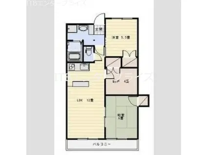 頭陀寺町323BLD(2SLDK/4階)の間取り写真