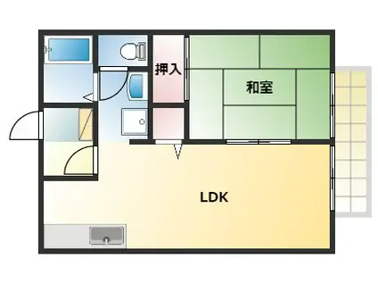 アメニティハイツII(1LDK/2階)の間取り写真