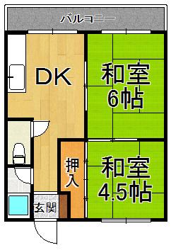 三興マンション(2DK/2階)の間取り写真
