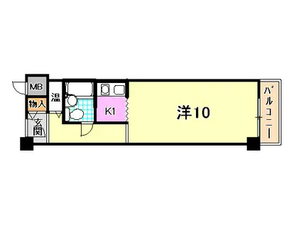 元町アーバンライフ(1K/3階)の間取り写真