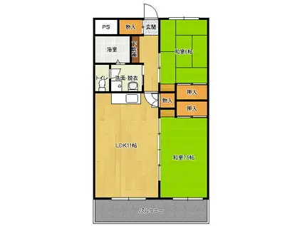 クリスタルクワァハウス(2LDK/3階)の間取り写真