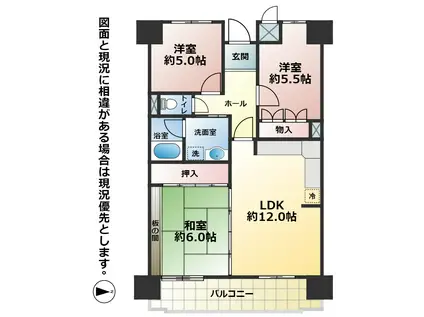 ホワイトキャッスル千防C棟(3LDK/8階)の間取り写真