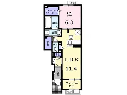 アンダンテ成美I(1LDK/1階)の間取り写真
