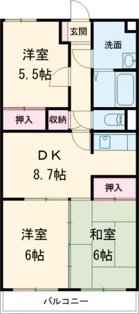 ア・ドリーム松田(3DK/3階)の間取り写真