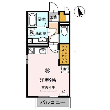 クレール出島(ワンルーム/2階)の間取り写真