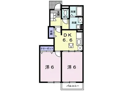 フィオーレさくらB(2DK/1階)の間取り写真