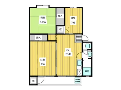 富士見町6丁目27号棟(3DK/5階)の間取り写真