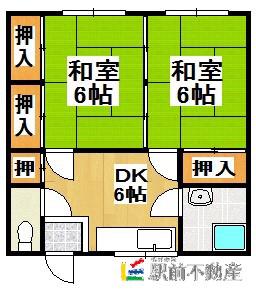 小川アパート(2DK/2階)の間取り写真