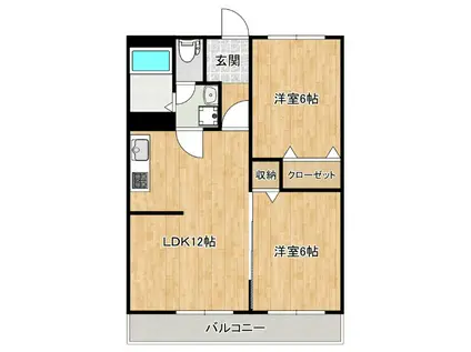 武ハイツ(2LDK/4階)の間取り写真