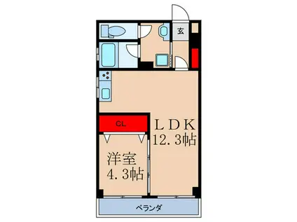 GRACE KLAR(1LDK/1階)の間取り写真