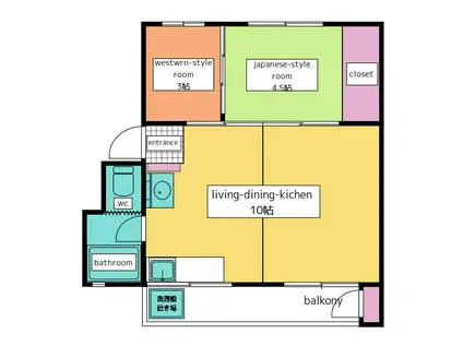 ヴィレッジダイドー(1LDK/4階)の間取り写真