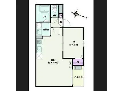 JACK HANADA II(1LDK/1階)の間取り写真