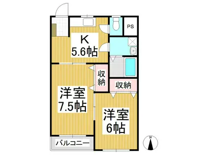 A ONE 山崎(2K/1階)の間取り写真