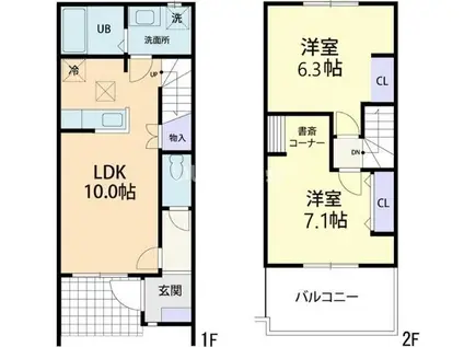 ECLAT(2LDK/1階)の間取り写真