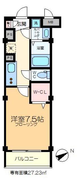 アベニューさくら(1K/2階)の間取り写真