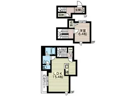 コンフォーザ豊澤(1LDK/1階)の間取り写真
