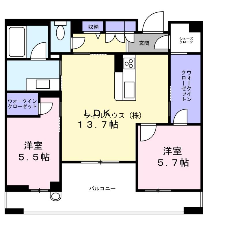 アルテーヌ浜寺元町A(2LDK/2階)の間取り写真