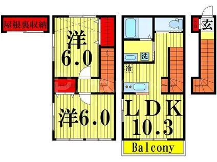 ルーチェ鹿浜(2LDK/1階)の間取り写真