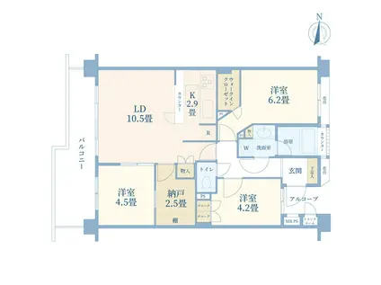 市が尾パークホームズ参番館(3LDK/2階)の間取り写真