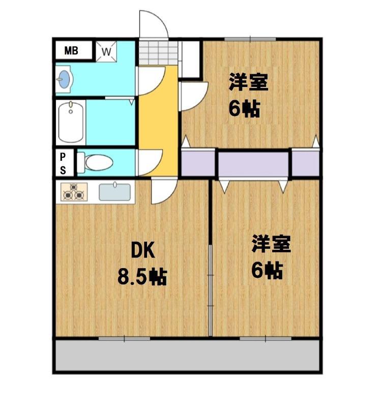 あんずマンション(2DK/3階)の間取り写真