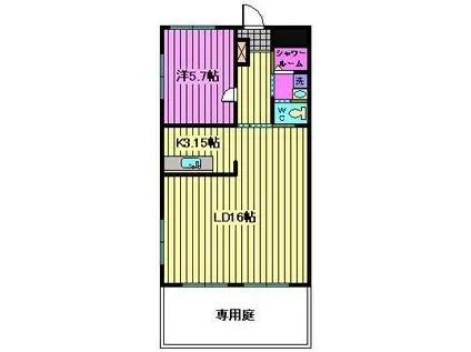 メゾンドオオサワ(1LDK/1階)の間取り写真