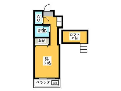 シティパレス狭山(ワンルーム/2階)の間取り写真